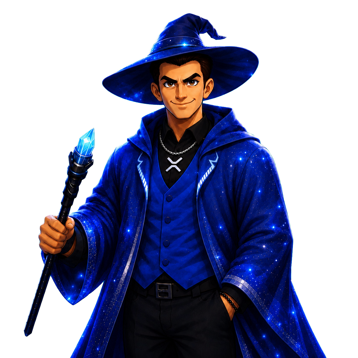 Percy, the original galaxy-blue XRP wizard